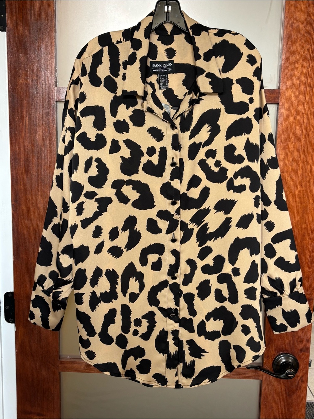 Frank Lyman Design Beige and Black Leopard Print Blouse